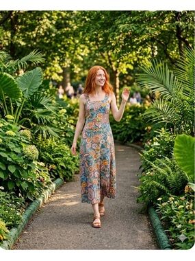 Floral Paisley Tank Midi Dress - Multi